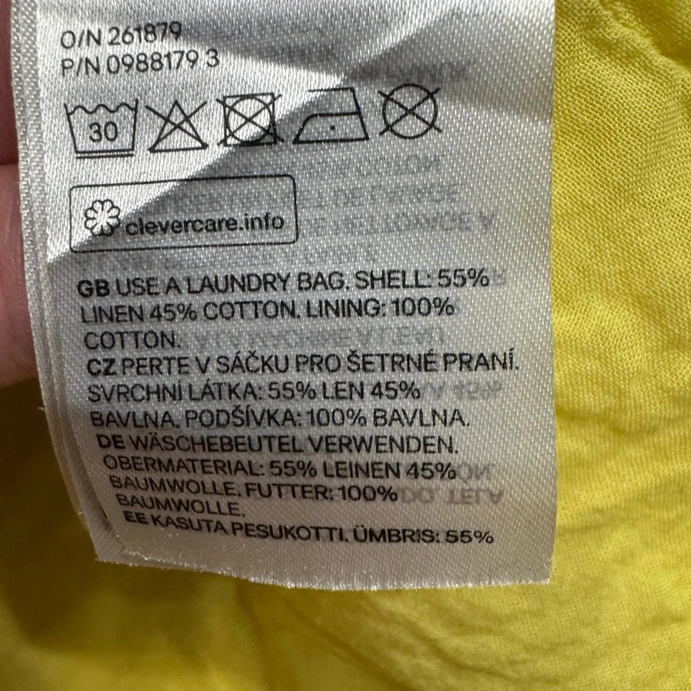 H&M Women’s Sz S Yellow Floral Linen Blend Side Zip Shift Dress Sundress